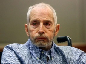 In this Friday, Jan. 6, 2017, file photo, real estate heir Robert Durst appears in a Los Angeles Superior Court Airport Branch for a pretrial motions hearing in Los Angeles. (Mark Boster/Los Angeles Times via AP, Pool, File)