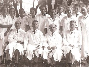 Hans Asperger sits in the front row (right) with his medical colleagues in Vienna in 1933. (Medical University of Vienna)