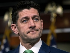 In this March 14, 2018, file photo, Speaker of the House Paul Ryan, R-Wis., meets with reporters following a GOP strategy session, at the Capitol in Washington. (AP Photo/J. Scott Applewhite, File)