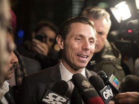 Ontario PC Leadership candidate Patrick Brown leaves the Ontario PC Party Head Offices in Toronto on Tuesday, February 20, 2018.