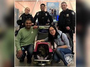 The Port Authority of New York and New Jersey shared this photo of officers with Pepper the cat and her owner's friend. (Port Authority of New York and New Jersey photo)