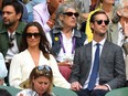 Pippa Middleton and husband James Matthews watch the action during the men's singles semifinal match between Sam Querrey of the United States and Marin Cilic of Croatia on day eleven of the Wimbledon Lawn Tennis Championships at the All England Lawn Tennis and Croquet Club at Wimbledon at Wimbledon on July 14, 2017 in London. (Shaun Botterill/Getty Images)
