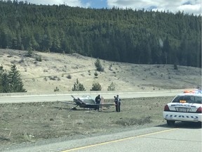Ryan Manseau spotted an unusual sight for a highway: a light plane parked in the median of the Coquihalla Highway on Sunday.