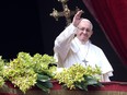 Pope Francis delivers his traditional 'Urbi et Orbi' Blessing - to the City of Rome, and to the World - from the central balcony overlooking St. Peter's Square on April 1, 2018 in Vatican City, Vatican. (Franco Origlia/Getty Images)