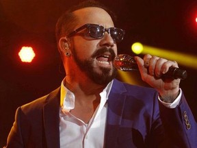 A J McLean of The Backstreet Boys performs during their In A World Like This tour in Calgary, Alta. on Friday May 16, 2014 at the Scotiabank Saddledome.