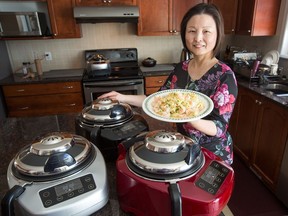 Food blogger Lu Yang demonstrates a recipe with the Ropot, a designed-in-Ottawa cooking appliance.