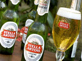 Stella Artois issued a voluntary recall on Monday due to possible particles of glass found in some products sold in Canada. (Handout)