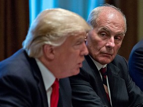 White House chief of staff John Kelly listens as U.S. President Donald Trump speaks at a briefing in the White House Oct. 5, 2017 in Washington, D.C.   (Andrew Harrer-Pool/Getty Images)