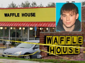 Police tape blocks off a Waffle House restaurant Sunday, April 22, 2018, in Nashville, Tenn.