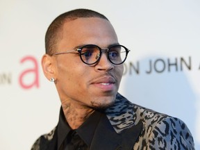Singer Chris Brown attends the 21st Annual Elton John AIDS Foundation Academy Awards Viewing Party at West Hollywood Park on February 24, 2013 in West Hollywood, California.