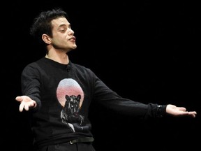 Rami Malek, who plays late Queen singer Freddy Mercury in the upcoming film "Bohemian Rhapsody," discusses the film during the 20th Century Fox presentation at CinemaCon 2018, the official convention of the National Association of Theatre Owners, at Caesars Palace on Thursday, April 26, 2018, in Las Vegas.