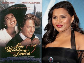 Mindy Kaling (R) is adapting the 1994 film "Four Weddings and a Funeral" into a limited series.