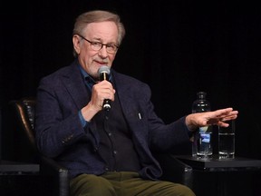 Steven Spielberg speaks onstage at the "Schindler's List" cast reunion during the 2018 Tribeca Film Festival at The Beacon Theatre on April 26, 2018 in New York City.