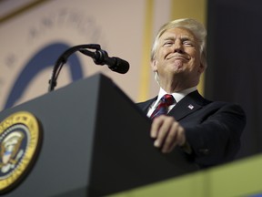 President Donald Trump delivers remarks during the Susan B Anthony List gala at the National Building Museum on May 22, 2018 in Washington, DC. (Getty)