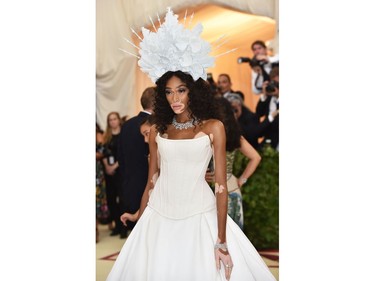 Winnie Harlow arrives for the 2018 Met Gala on May 7, 2018, at the Metropolitan Museum of Art in New York. The Gala raises money for the Metropolitan Museum of ArtÃ¢â¬â¢s Costume Institute. The Gala's 2018 theme is Ã¢â¬ÅHeavenly Bodies: Fashion and the Catholic Imagination.Ã¢â¬ï¿½