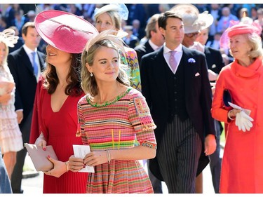 Cressida Bonas arrives for the wedding ceremony of Britain's Prince Harry, Duke of Sussex and US actress Meghan Markle at St George's Chapel, Windsor Castle, in Windsor, on May 19, 2018.