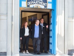 Harvey Weinstein (C) leaves the New York City Police Department's First Precinct on May 25, 2018 in New York. Weinstein was arrested and charged Friday with rape and other sex crimes involving two separate women, New York police announced shortly after the fallen Hollywood mogul surrendered to authorities.
