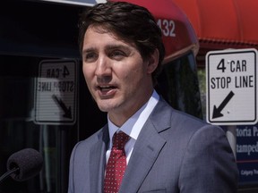 Prime Minister Justin Trudeau makes an infrastructure announcement in Calgary, Alta., Tuesday, May 15, 2018.