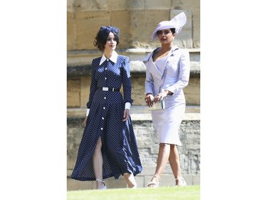 Abigail Spencer and Priyanka Chopra arrive for the wedding ceremony of Prince Harry and Meghan Markle at St. George's Chapel in Windsor Castle in Windsor, near London, England, Saturday, May 19, 2018. (Chris Jackson/pool photo via AP) ORG XMIT: RWW562