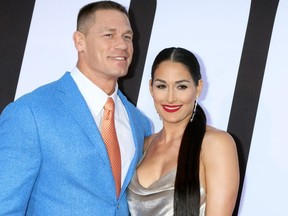 John Cena and Nikki Bella attend the premiere of the film "Blockers" at the Village Theater in Westwood, Calif., on April 3, 2018.