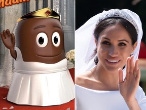 German confectionary company  Dickmann’s Schokokuesse has apologized after tweeting a picture of Meghan Markle depicted as a chocolate-covered marshmellow in a wedding dress. (Twitter/WENN.com)