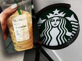 A Starbucks cup a Calif. man says included a racial slur. (CBS 2)