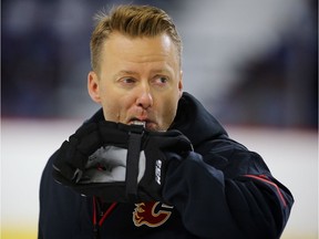 Calgary Flames Head Coach Glen Gulutzan during NHL training camp at Scotiabank Saddledome in Calgary on Saturday, September 16, 2017. Gulutzan was hired as an assistant by the Edmonton Oilers on Friday.