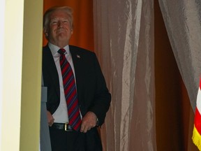 U.S. President Donald Trump waits to be introduced to speak at the Susan B. Anthony List 11th Annual Campaign for Life Gala at the National Building Museum, Tuesday, May 22, 2018, in Washington.