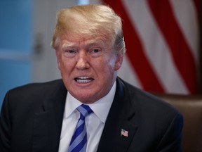 President Donald Trump speaks during a roundtable on immigration policy in California in the Cabinet Room of the White House, Wednesday, May 16, 2018, in Washington.