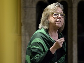 Green Party leader Elizabeth May asks a question during Question Period in the House of Commons on Parliament Hill in Ottawa on March 2, 2018. (THE CANADIAN PRESS/Justin Tang)