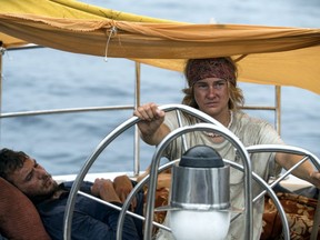 This image released by STXfilms shows Shailene Woodley, right, and Sam Claflin in a scene from "Adrift."