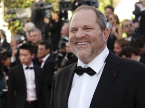 In this May 16, 2012 file photo producer Harvey Weinstein arrives for the opening ceremony and screening of Moonrise Kingdom at the 65th international film festival, in Cannes, southern France.
