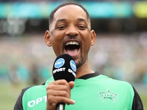Actor Will Smith is interviewed on the field before the Big Bash League match between the Melbourne Stars and the Sydney Thunder at Melbourne Cricket Ground on January 20, 2018 in Melbourne, Australia. (Photo by Mark Metcalfe/Getty Images)