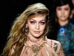 Gigi Hadid walks the runway for Anna Sui during New York Fashion Week: The Shows at Gallery I at Spring Studios on February 12, 2018 in New York City. (Photo by Frazer Harrison/Getty Images for New York Fashion Week: The Shows)