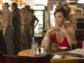 This image released by HBO shows Maggie Gyllenhaal in a scene from "The Deuce."   (HBO via AP)