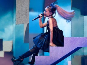 Ariana Grande performs "No Tears Left To Cry" at the Billboard Music Awards at the MGM Grand Garden Arena on Sunday, May 20, 2018, in Las Vegas.