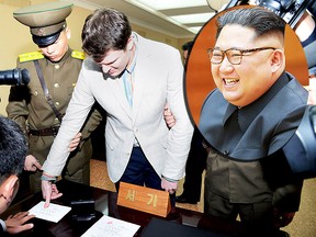 This file photo taken on March 16, 2016 and released from North Korea's official Korean Central News Agency (KCNA)  shows the trial of US student Otto Frederick Warmbier, who was arrested for committing hostile acts against North Korea. (AFP)