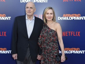Jeffrey Tambor, left, and Kasia Ostlun attend the LA Premiere of "Arrested Development" Season Five at Raleigh Studios Hollywood on Thursday, May 17, 2018, in Los Angeles.
