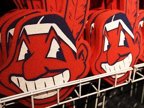 Foam Chief Wahoos line the shelf at the Cleveland Indians team shop, Monday, Jan. 29, 2018, in Cleveland. (AP)