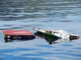 This handout picture released by the Commonwealth Scientific and Industrial Research Organisation on April 21, 2017 shows a modified genuine Boeing 777 flaperon tested in waters near Hobart, the capital of Tasmania, to help determine where the final resting place of missing Malaysia Airlines jet MH370 might be.