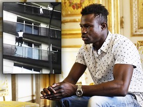 Mamoudou Gassama, 22, from Mali, is pictured during a meeting with French President Emmanuel Macron. (AP)