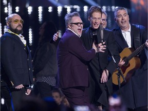 The Barenaked Ladies perform following their Juno win for the Canadian Hall of Fame at the Juno Awards in Vancouver on March, 25, 2018.