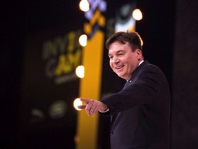 Mike Myers speaks at the Invictus Games Opening Ceremony in Toronto on Saturday, September 23, 2017. It was a veritable smorgasbord of Canadiana as comedian Mike Myers surprised Los Angeles concertgoers by slipping into his Austin Powers persona.