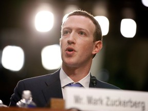 In this April 10, 2018, file photo, Facebook CEO Mark Zuckerberg testifies before a joint hearing of the Commerce and Judiciary Committees on Capitol Hill in Washington about the use of Facebook data to target American voters in the 2016 election.