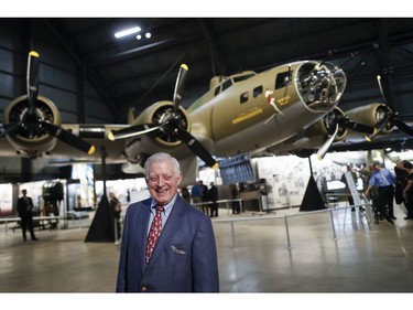 Robert K. Morgan, Jr., son of the Memphis Belle pilot of the same name, walks past the Boeing B-17 "Flying Fortress" during a private viewing at the National Museum of the U.S. Air Force, Wednesday, May 16, 2018, in Dayton, Ohio.