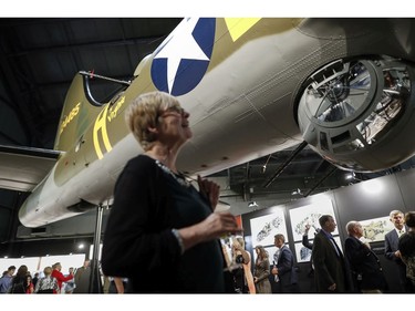 Visitors gather for a private viewing of the Memphis Belle, a Boeing B-17 "Flying Fortress," at the National Museum of the U.S. Air Force, Wednesday, May 16, 2018, in Dayton, Ohio.