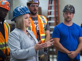 Ontario NDP leader Andrea Horwath makes a campaign stop at the Ironworkers local 721 office in Toronto on Tuesday. Nathan Denette/The Canadian Press