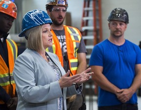 Ontario NDP leader Andrea Horwath makes a campaign stop at the Ironworkers local 721 office in Toronto on Tuesday. Nathan Denette/The Canadian Press