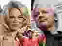 Pamela Anderson (L) wants Kanye West (C) to help Julian Assange. (Carlos Alvarez/Getty Images/Jack Taylor/Getty Images/Dimitrios Kambouris/Getty Images for Yeezy Season 3)