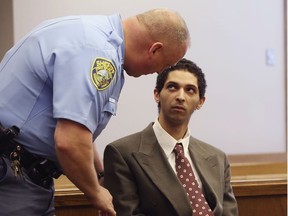 Tyler Barriss, left, appears before Judge Bruce Brown Tuesday, May 22, 2018 in a preliminary hearing in Wichita, Kan.   (Bo Rader/The Wichita Eagle via AP)